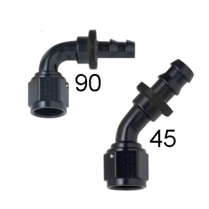 45, 90 DEGREE -6 BLACK PUSH ON HOSE END