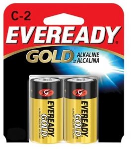 2 PACK "C" CELL EVEREADY GOLD ALKALINE BATTERIES